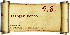 Izinger Barna névjegykártya